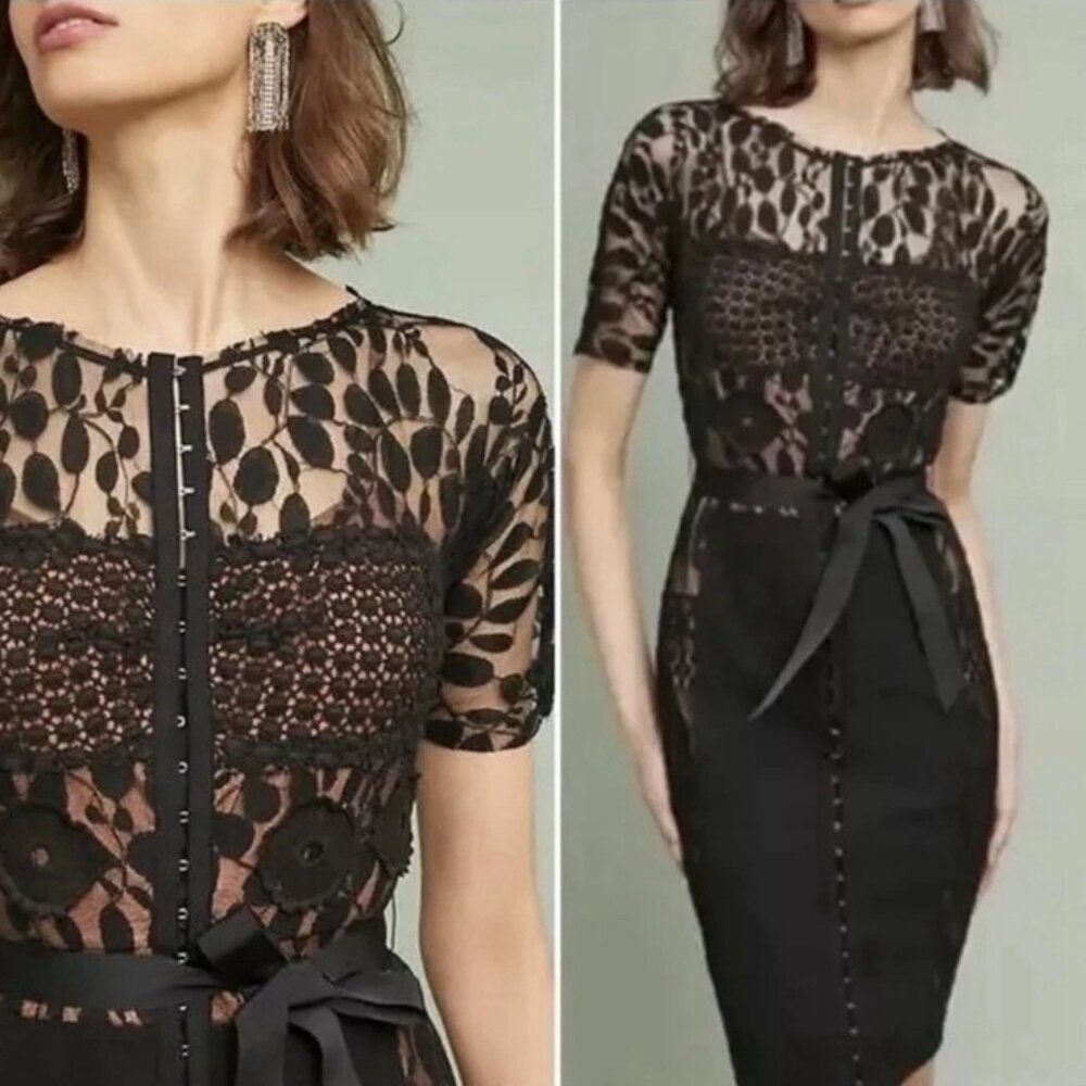 Anthropologie Beguile by Byron Lars Carissima Sheath in Black Dress 8 New